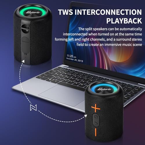2 in 1 Portable Splittable Bluetooth Speaker, Waterproof Split Wireless Speaker Bluetooth V5.3 with 20W Loud Stereo Sound, 24H Playtime, True Wireless Pairing for Home, Outdoor or Travel