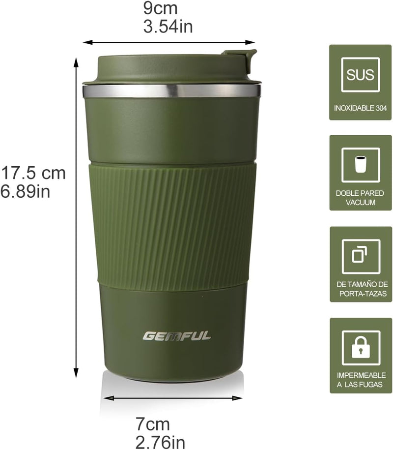 GEMFUL Travel Coffee Mug Stainless Steel Vacuum Ice and Hot Drinks Insulated Tumbler for Home Office Outdoor Works, 380ml, Pink