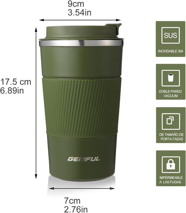 GEMFUL Travel Coffee Mug Stainless Steel Vacuum Ice and Hot Drinks Insulated Tumbler for Home Office Outdoor Works, 380ml, Pink