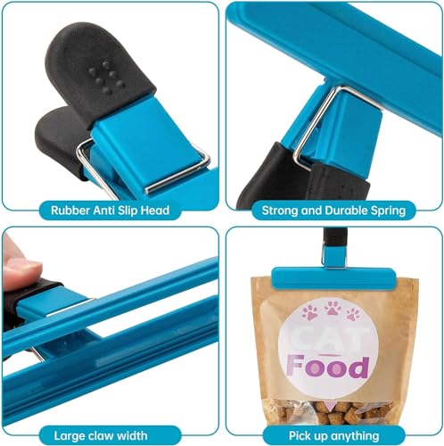 Chip Clips, 8 Pack Assorted Sizes Colors Food Bag Clips, Upgrade Wide Open Bag Clips for Food Storage with Air Tight Seal Grip (4 x L, 4 x S)