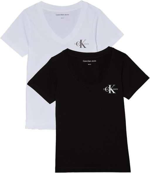 Womens 2-PACK MONOLOGO V-NECK TEE T-shirt - Ck Black/Bright White