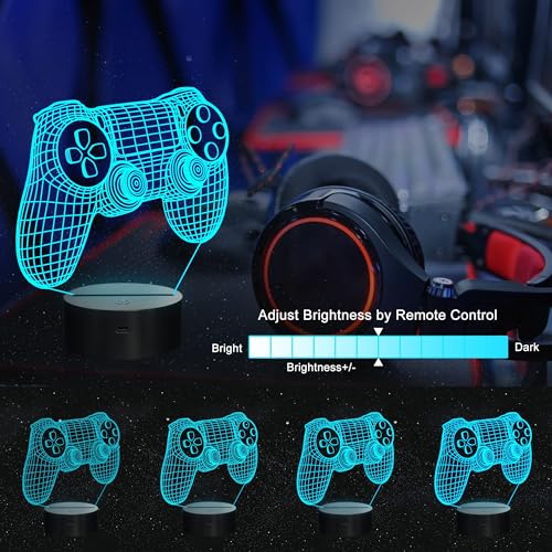eWINNER 3D Gamepad Illusion Lamp, Game Controller Night Light with Remote Control and Timing Function 16 Color Changing Gaming Room Decor Best Gamer Gift