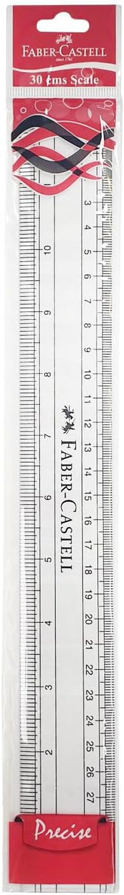 Faber-Castell Clear Broad Plastic Ruler 30cm-12", The ruler has clear measurement markings for easy drawing. It is completely safe and easy to use.