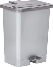 Cosmoplast 44L Step-On Waste Bin With Pedal, Pearl Silver - 17-Liters Pearl Grey