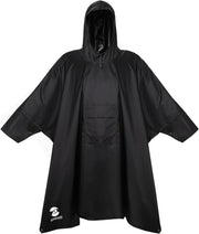womens Raincoat Cape Coat - Black /Long Sleeves