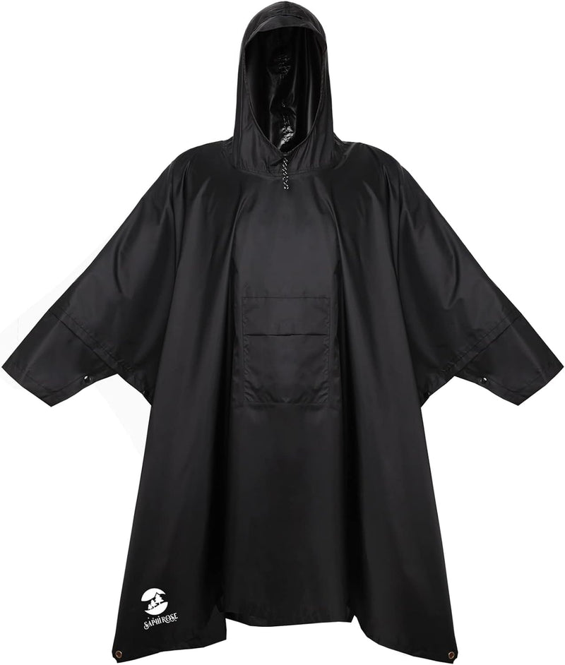 womens Raincoat Cape Coat - Black /Long Sleeves
