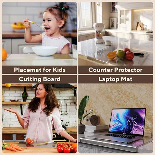 ABM&Y Acrylic Cutting Board with Counter Lip, 18x14 Inch Large Clear Cutting Boards for Kitchen Counter Non Slip, Perfect for Bread,Meat,Veggies & More, Great Kitchen Essential Gadgets & Decor