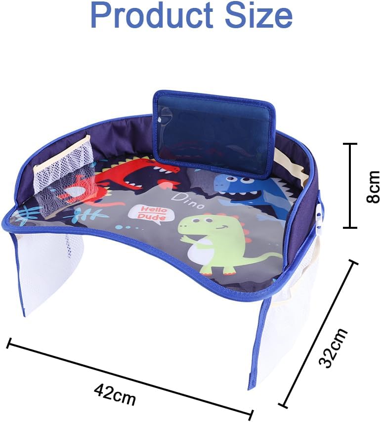 TOMVAES Car Seat Travel Tray for Kids,Portable Baby Food Tray Car Seat Table,Carseat Trays Accessories,Child Car Safety Seat Tray with Tablet Phone Holder for Children Toddler