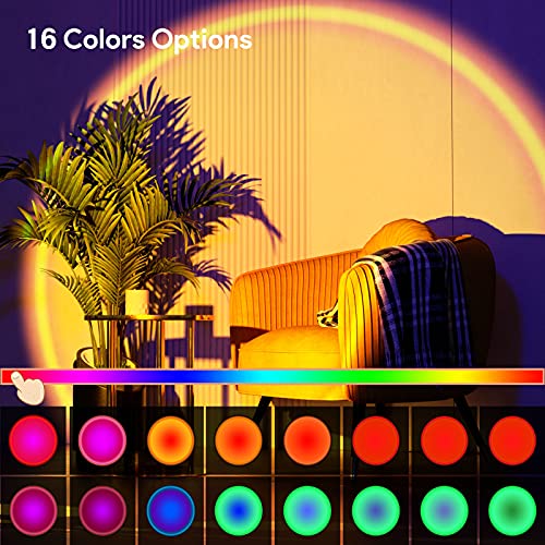 Bavcieu Sunset Lamp Projection Led Lights with Remote, 16 Colors Night Light 360Â° Rotation Rainbow 4 Modes Setting for Photography/Selfie/Party/Home/Living Room/Bedroom Decor, Gifts Women