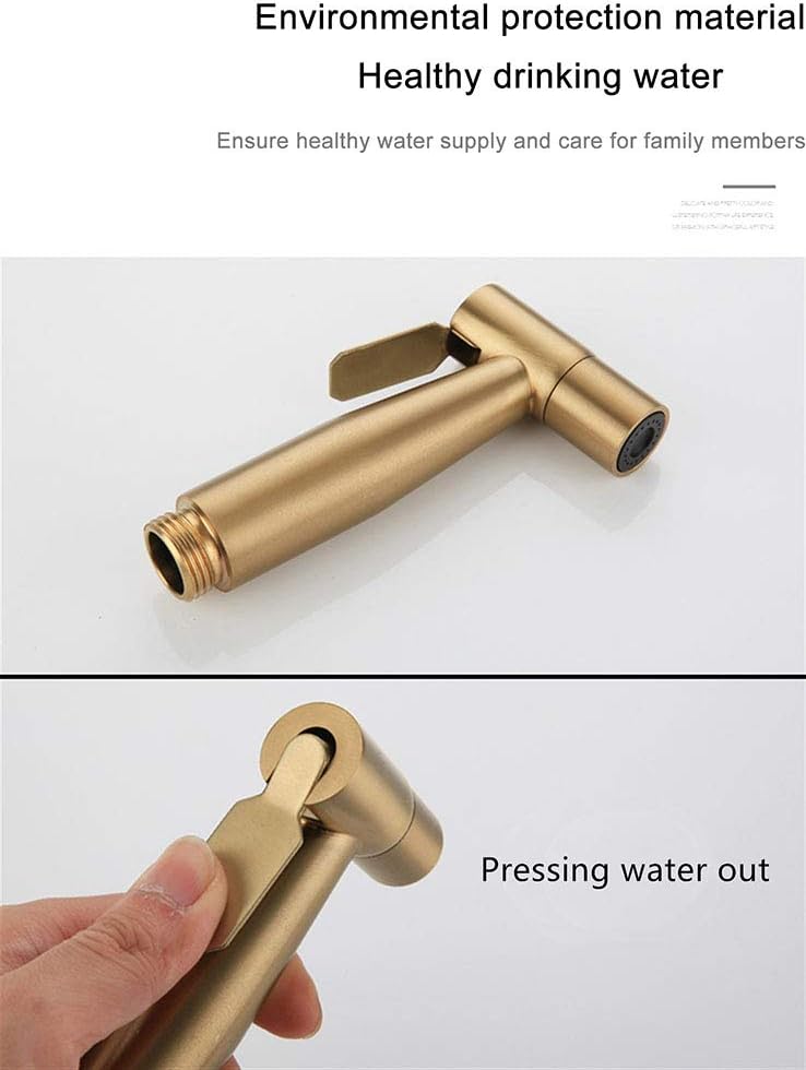 LOSCHEN 【】 1/2" Stainless Steel Bidet Sprayer kit for Toilet,Hand Held Sprayer Shattaf Toilet Attachment for Pet Bath/Personal Hygiene/Bathroom/Closestool,Easy to Install(Single Cold-Gold)