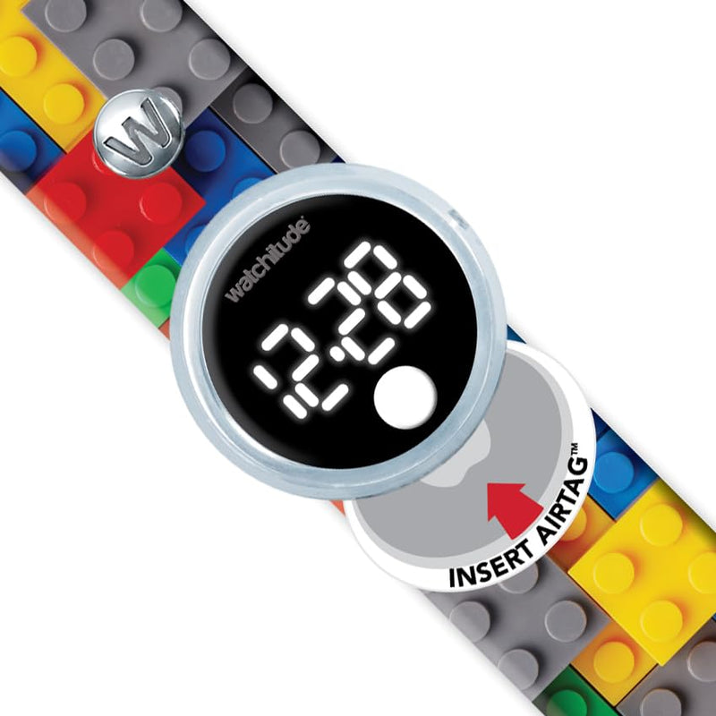 watchitude Tag’d Trackable Kids Digital Watch, Build Up - Compatible with Apple AirTag Application, 35mm White Display
