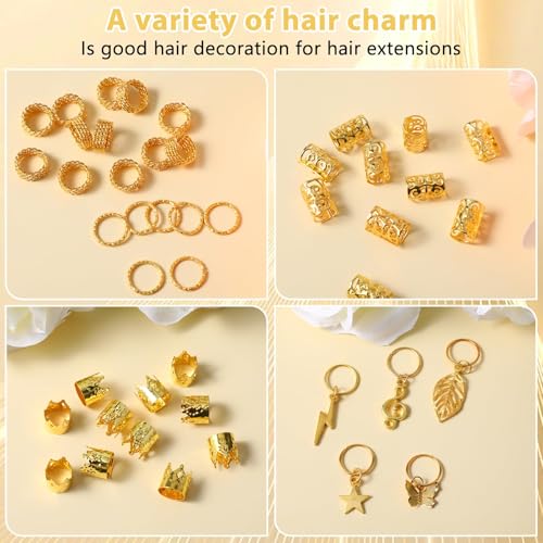 JINXXTTA 275Pcs Ramadan Hair Accessories for Womens, Gold Hair Charms, Metal Hair Clips & Rings, Braid Clips for Women, Girls, Boys & Men??old