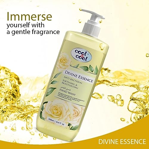 Cool & Cool Hand Wash Twin Pack (500Ml x 2)- Divine Essence and Exotic Bloom Scented Anti-Bacterial,Skin-Softening & Moisturizing Liquid Hand Wash 1Liter