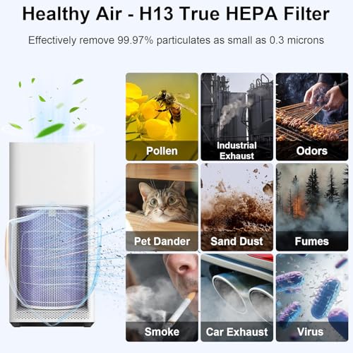 1 Pack Replacement Filter for Xiaomi Mi Air Purifier 3H 3 2C 2H 2S Pro, 3-in1 H13 Grade True HEPA & Activated Carbon Filter Remove PM2.5 Pollen Dust Odor VOCs(Anti-Formaldehyde, Purple)