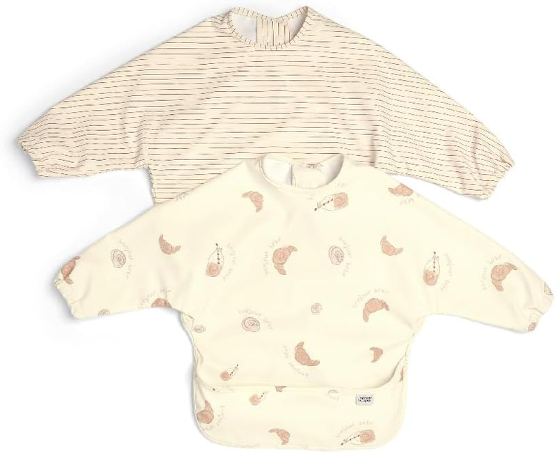 Mamas & Papas 2-Pack Waterproof Long Sleeved Messy Baby Bibs, Ideal for Weaning for 6-18 Months - Bonjour Bebe