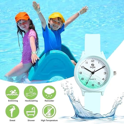 Adando Kids Analog Watch Waterproof Wrist Watch Quartz Minimalist Watches with Soft Band Silicone Strap Learning Time Children Watch Easy to Read for Girls Boys Children Teenagers Birthday Gifts