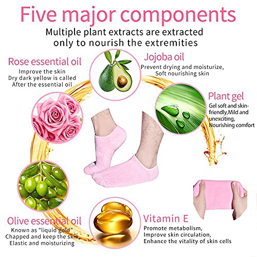 Moisturizing Socks, Gel Socks Soft Moisturizing Gel Socks, Gel Spa Socks for Repairing and Softening Dry Cracked Feet Skins, Gel Lining Infused with Essential Oils and Vitamins - Assorted Color