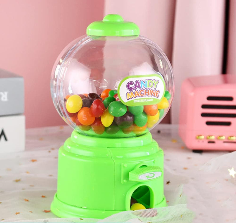 ELECDON Candy Vending Machine, Portable Children Candy Machine Plastic Mini Gumballs Dispenser Kids Kindergarten Gift, Vending Machine, Vintage Style Sweet Bubblegum Fun Toy Machine for 3 age (Green) - Green