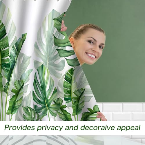 CyanCloud Shower Curtain Plant Leaf Shower Curtains for Bathroom 180 * 180CM Machine Washable Waterproof Fabric Curtain for Home Laundry Room Hotel Decor, Bathroom Curtains with 12 Hooks
