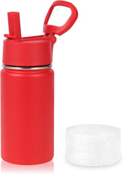 14oz KIds Stainless Steel Insulated Leakproof Water Bottle with Straw Lid and Silicone Boot,BPA-Free Easy Use for Boys&Girls,Double Wall Vacuum Bottles(Purple Blue,1) - 1 Red