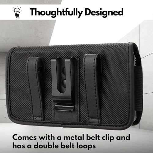 X spring Nylon Cell Phone Holster, Extra Large Phone Holster with Velcro Closure, Portable Cell Phone Belt Holder Pouch Cover, Dual Phone Holster Pouch with Belt Clip for a Lot of Smartphone