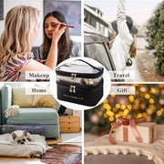 Diylove Travel Makeup Bag Organizer Waterproof Double Layer Cosmetic Bag Large Capacity Storage Bag for Traveling (Black)