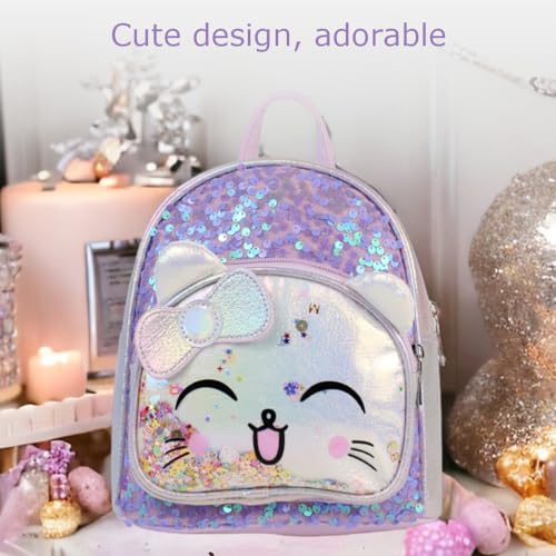 Cute Cat Backpack for Girls, Girls Mini Backpack for Kids,School Backpack Preschool Kindergarten Unicorn Toddler BookBag