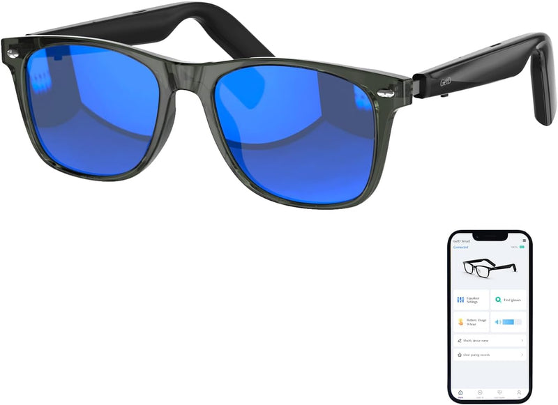 GetD AI Glasses, AI Assistant Powered by ChatGPT, Smart Glasses, Polarised Sunglasses, Bluetooth Smart Sunglasses for Men and Women, 2-in-1 Headphones and Glasses