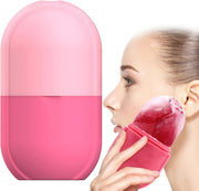 ECVV Ice Face Roller Massager for Face, Eyes and Neck, Skin Care Roller Face Massager Reduce Puffiness, Reusable Massage Silicone Ice Mold (Pink)