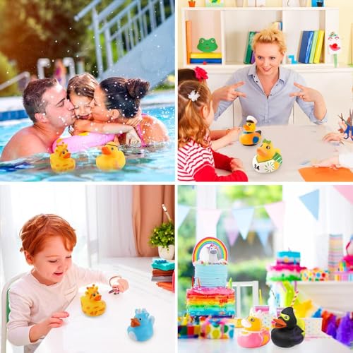 WEZCHUGHAOL 12 Pcs Rubber Ducks, Rubber Bath Duck Toys, Rubber Duck, Cute Bath Ducky Toys for Kids Baby Showers Birthday Parties, Classroom Incentives, Beach and Pool