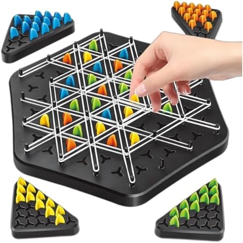 KASTWAVE Chain Triangle Chess Game, Triggle Board Game, Triggle Rubber Band Game, Triangle Chain Chess Game Set, Family Interactive Board Game, for Toddlers, Kids, Adults, Family, Party