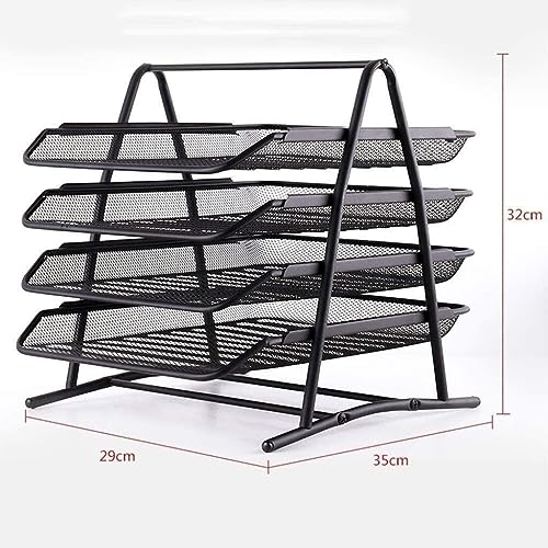 SHOWAY ECVV Desk Deposit Tray 4 Layer A4 Metal tray Office Desk Organiser Paper office Mesh Document Basket File Paper Tray Letter Organiser Holder Desktop Accessories