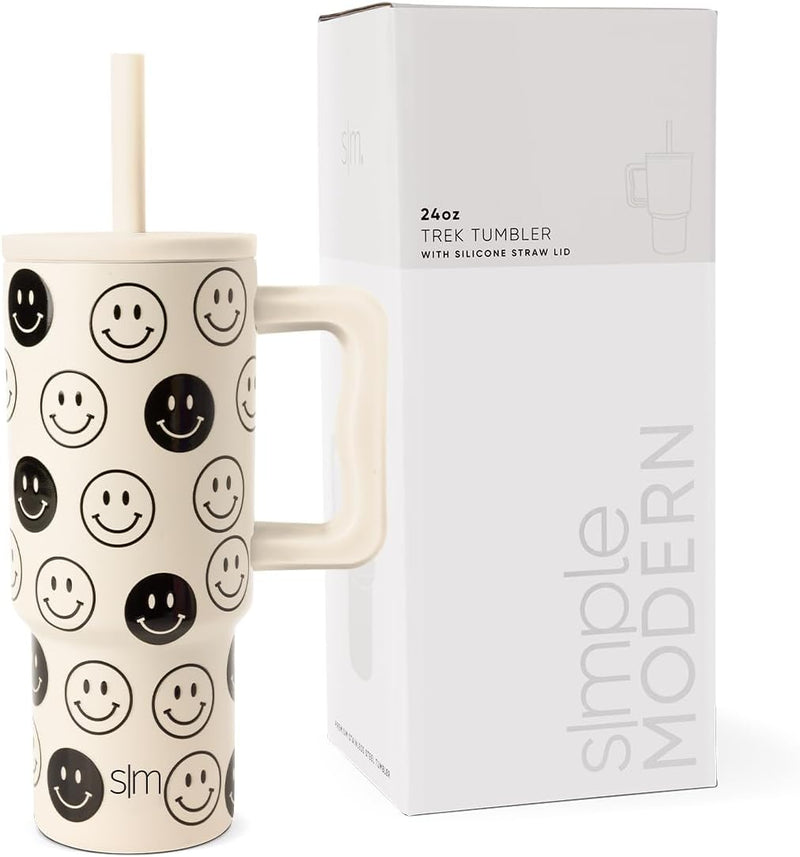 Simple Modern Kids 24 oz Tumbler with Handle and Silicone Straw Lid | Spill Proof and Leak Resistant | Reusable Stainless Steel Bottle | Gift for Kids Boys Girls | Trek Collection | Asteroid