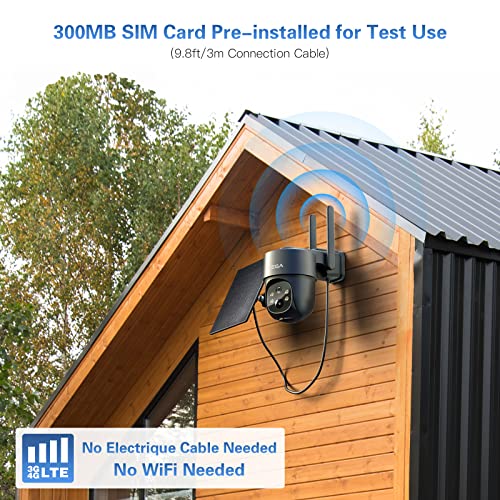 Xega 4G LTE Cellular Security Camera Solar with SIM Card,Wireless Outdoor No WiFi Security Camera,2K HD PTZ Night Vision Motion Detection 2 Way Talk TF&Cloud Storage, Support Etisalat and DU Operator