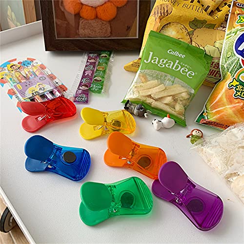 BananaHome Magnetic Multipurpose Bag Clips Classic Wide Bag Clips (Assorted Colors, Set of 6) Food sealing clip Plastic Heavy Seal Grip (6)