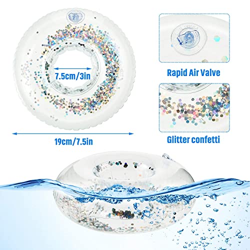 KASTWAVE Inflatable Drink Holder, Confetti Drink Pool Floats Inflatable Cup Coasters Cup Drink Holders for Summer Pool Party Supplies and Fun Bath Shower Toys (10 Pieces)