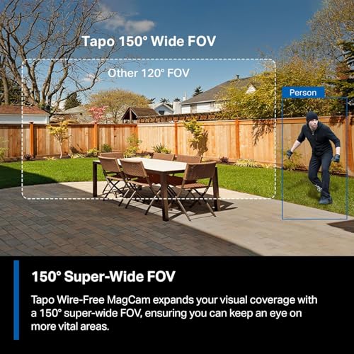 Tapo TP-Link Wire-Free MagCam, Indoor/Outdoor 2K Battery Powered Smart Security Camera, Magnetic Mount, Starlight Color Night Vision, Person/Pet/Vehicle Detection, SD/Cloud Storage, 2.4GHz Wi-Fi