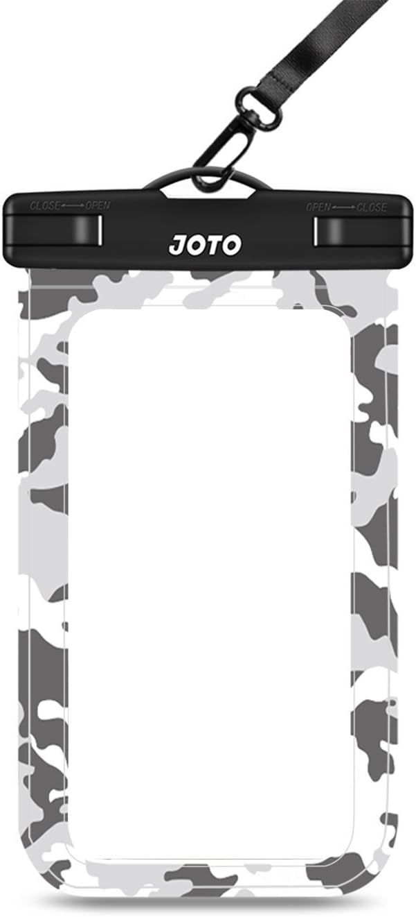 JOTO Universal Waterproof Phone Pouch Cellphone Dry Bag Case for iPhone 17 16 15 14 13 12 11 Pro Max Air Mini Plus Xs XR X 8 7 6S, Galaxy S23 S22 S21 Plus Note, Pixel up to 7" -Black - Standard Camogrey 1 Pack