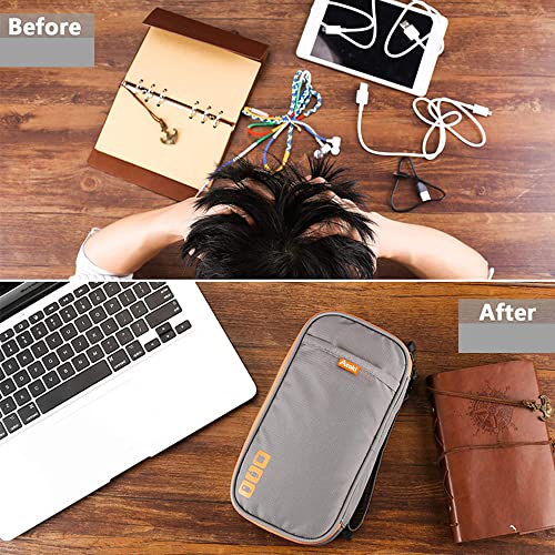Acoki Travel Carry Bag,Electronic Accessories Thicken Cable Organizer Bag Portable Case for Hard Drives, Cables, Grey(S)