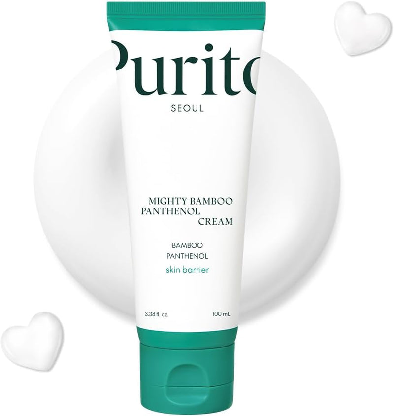 PURITO Mighty Bamboo Panthenol Cream, Glow Cream, Skin Barrier Repair, for All Skin Types, Daily Face Moisturizer, Glass skin, Vegan, Korean Skin Care 3.38fl.oz / 100ml - New package