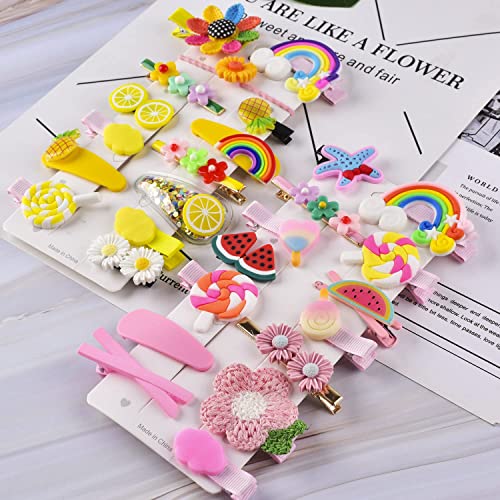 LIENJAER Baby Hair Clips, Hair Pin, Barrettes for Girls, Toddler Girls Hair Accessories, Kids Hair Clips for Styling, Flower Rainbow Candy Fruits Butterfly Cute Hair Clips for Girls 42 Pieces