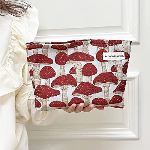 STARDW Flower Cosmetic Bags Makeup Bags for Women and Girls,Travel Makeup Bag Large Capacity Canvas Makeup Bag,Makeup Organizer Bag Zipper Pouch, Embossed pink, Large Capacity Aesthetic Makeup Bags