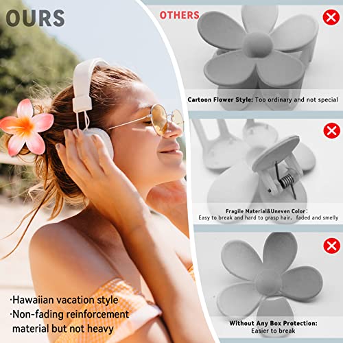 GQLV Flower Hair Claw Clips-4PCS Large Claw Clips for Thick Hair,Strong Hold Nonslip Hair Clips for Women,Hawaiian Flower Claw Clips,Cute Hair Clips,Banana Clip for Thin Hair,Hair Accessories for