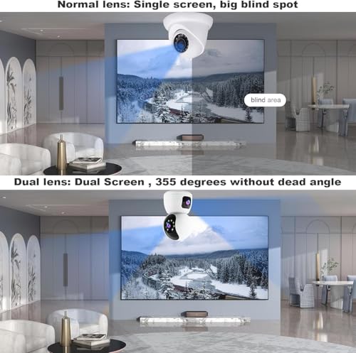 Dual lens Camera HD 4MP Wifi & 4G Sim dual system Smart security Camera 360° indoor, Two way Audio Human Intrusion Detection, Day & night vision Phone alert.