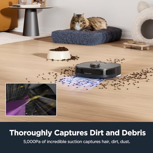 EUREKA Robot Vacuum Cleaner & Mop All-in-One Station, AI 3D Obstacle Detection, Intelligent Pet Bypass, Car Carpet Detection, Ideal Against Pet Hair, App & Voice Control, J12 Black