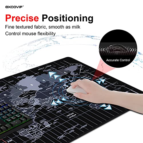 EXCOVIP Gaming Mouse Pad XXL, Anti-Skid 900x400mm Mouse Pads Extended Large Desk Pad World Map Keyboard Mousepad (Upgrade Version)
