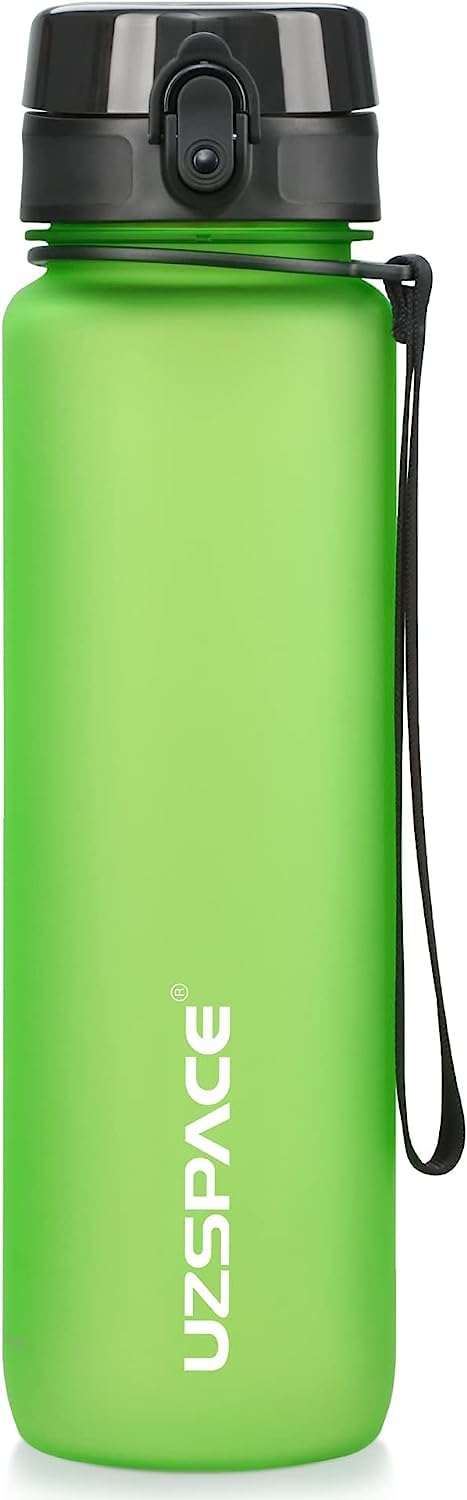 UZSPACE Water Bottle with Infuser Strainer BPA Free Tritan Leak Proof Sport Water Bottles for kids Fitness Gym Office Outdoor Sports and Exercise (1L, Vitality Green)