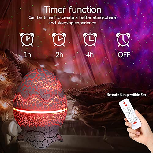 Dinosaur Egg Galaxy Star LED Projector Light with Wireless Music Player, Night Light with White Noise, Nebula, Timer & Remote Control Best Gift & Decoration for Children's and Adults' Bedroom