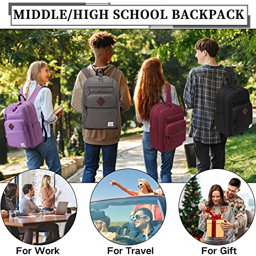 VASCHY School Backpack for Women, Unisex Large Bookbag Schoolbag Casual Daypack for High School/College/Teens/Travel/Work