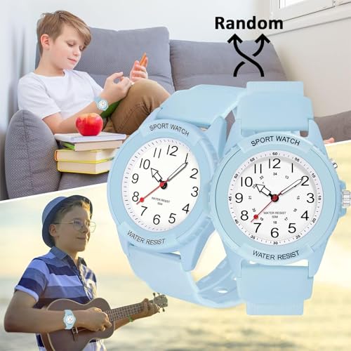 Khazna Kids Analog Watch for Boys Girls, Waterproof Time Teaching Watch, Easy to Read and Learning Time for Children 6-18
